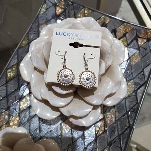 LUCKY BRAND Silver with Gold accent Round Dangle Earrings